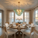 Verdant Petal Glass Chandelier in Brass for Dining Room and Living Room