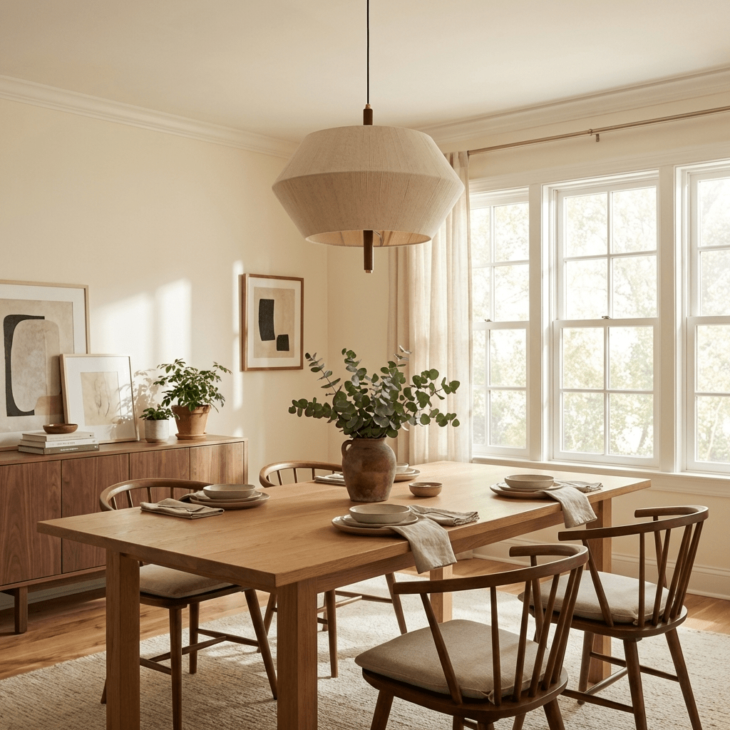 Soren Linen Pendant Light – Geometric Nordic Design for Modern Interiors