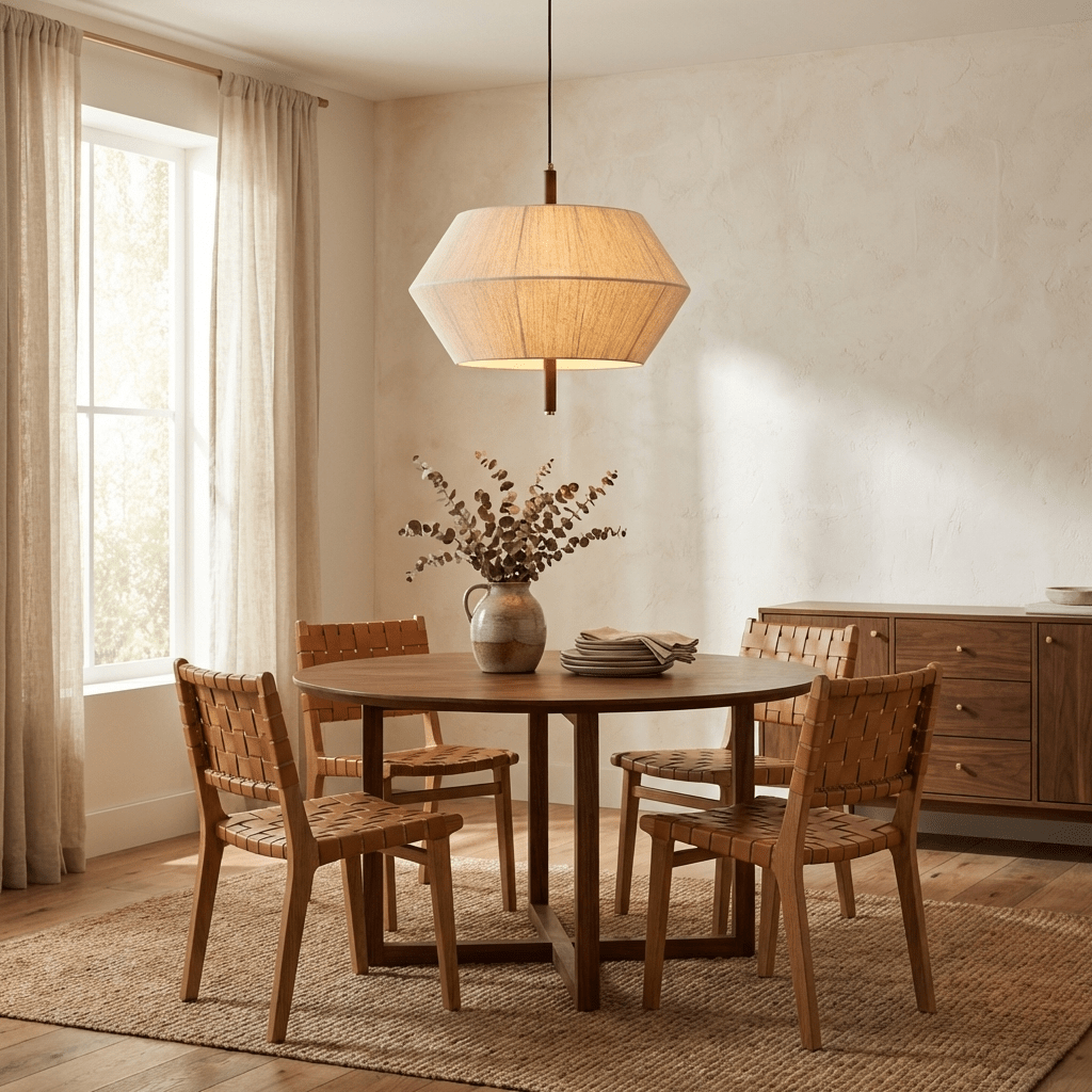 Soren Linen Pendant Light – Geometric Nordic Design for Modern Interiors