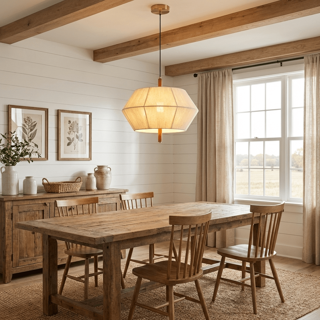 Soren Linen Pendant Light – Geometric Nordic Design for Modern Interiors