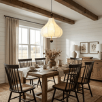 Maribel Floral Fabric Pendant Light with Wooden Accents