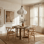 Maribel Floral Fabric Pendant Light with Wooden Accents