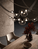 Orvyn Leather Arc Chandelier – Modern Linear LED Pendant Light