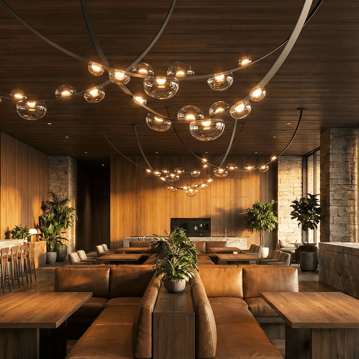 Orvyn Leather Arc Chandelier – Modern Linear LED Pendant Light