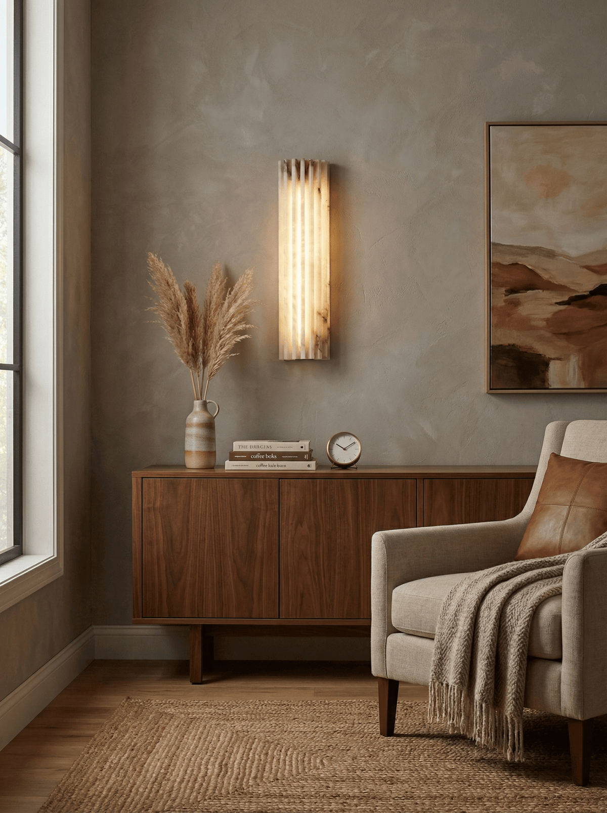 Alvia Alabaster Wall Sconce — Natural Stone LED Wall Light
