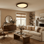 Walnut Curved Edge Ceiling Light – Modern Flush Mount LED Fixture