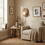 Eivor Plug-in Wall Sconce in Natural Walnut Wood and Glass