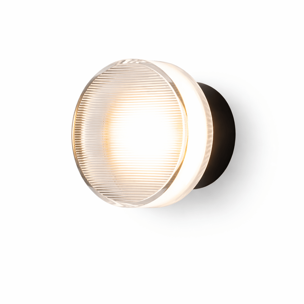 Luno Ribbed Glass LED Wall Sconce in Brass for Modern Interiors