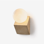 Tavian Orb Travertine Wall Sconce with Glass Globe