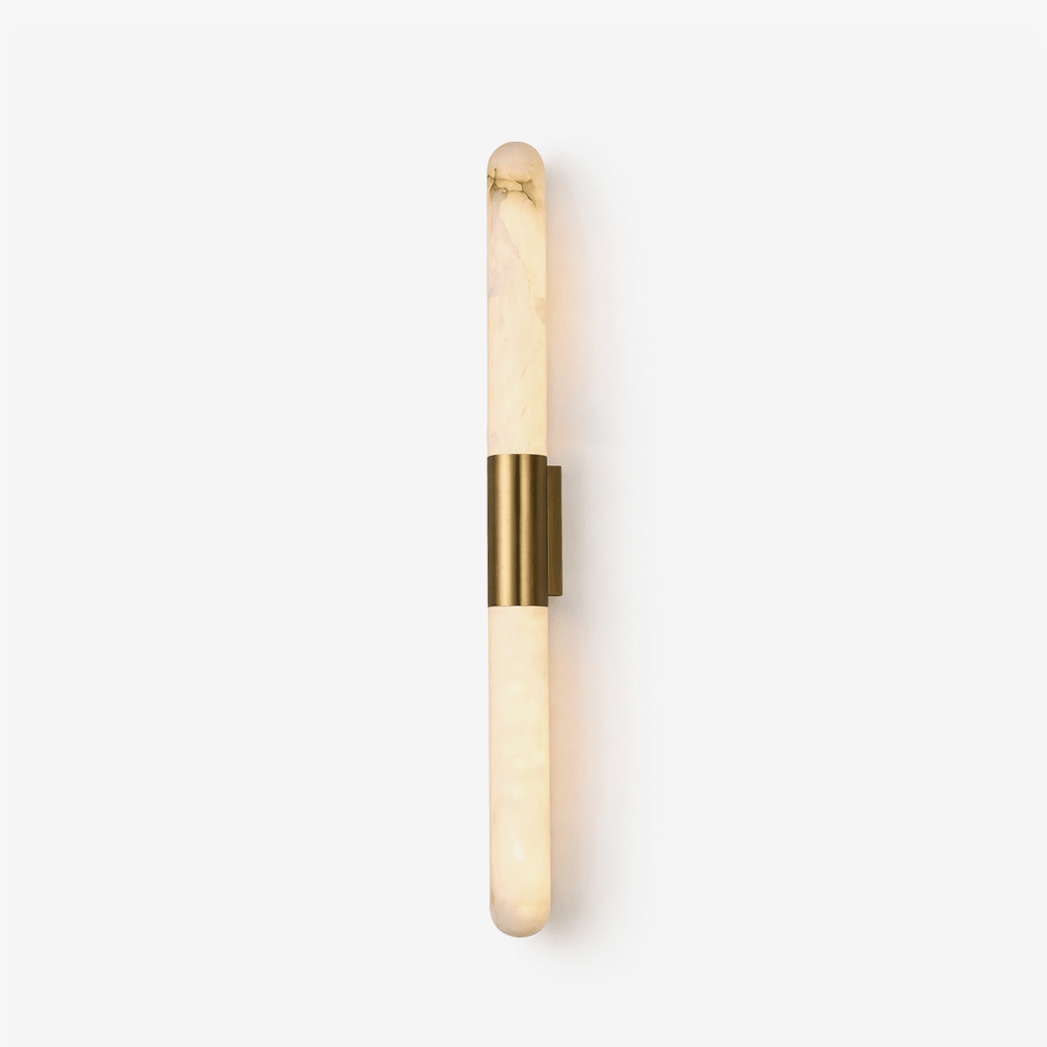 Velin Alabaster Tube Wall Sconce in Brushed Brass