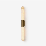 Velin Alabaster Tube Wall Sconce in Brushed Brass