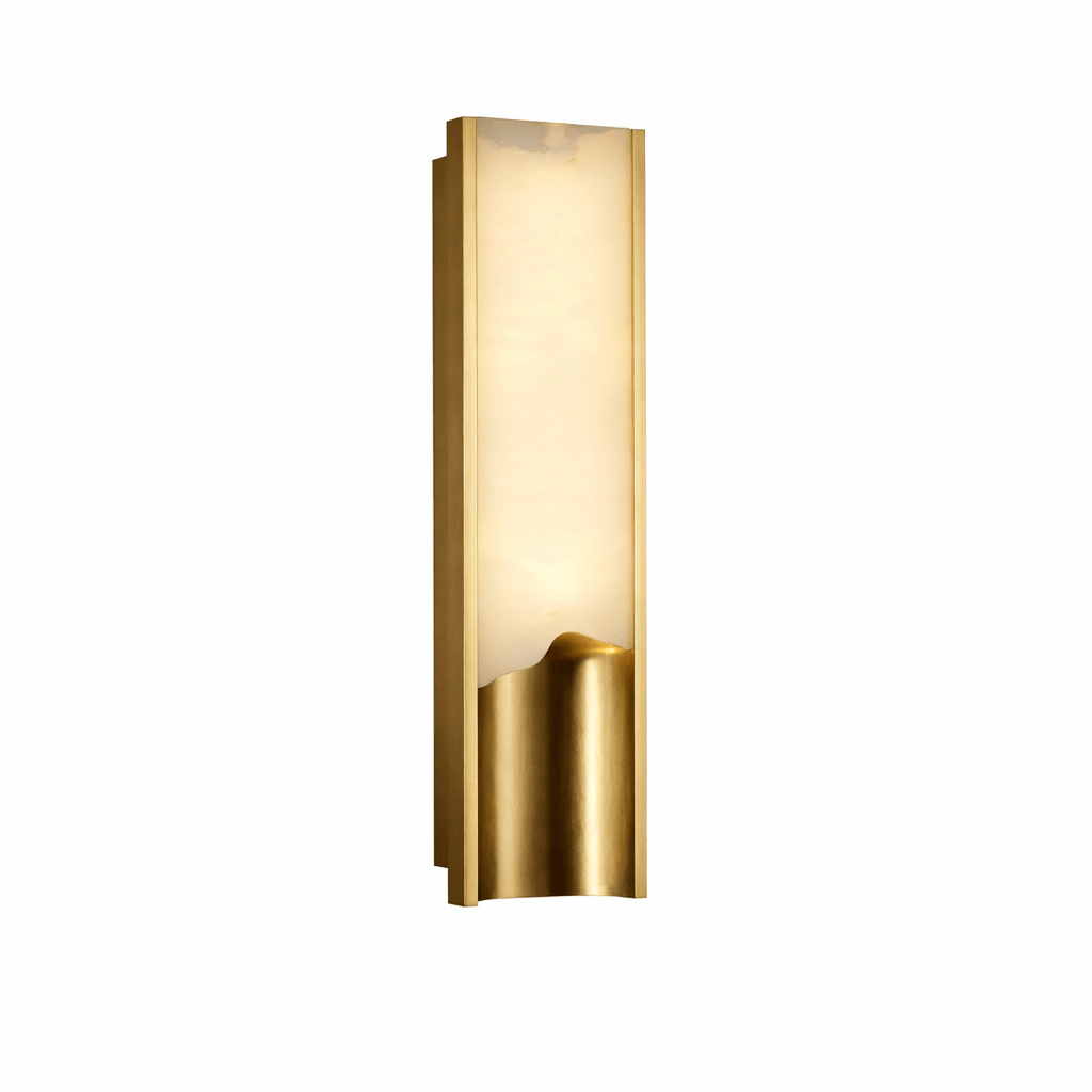 Aurelia Vein Alabaster Wall Sconce in Brass Frame