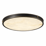 Aureon Round Alabaster Flush Mount Ceiling Light in Brushed Brass