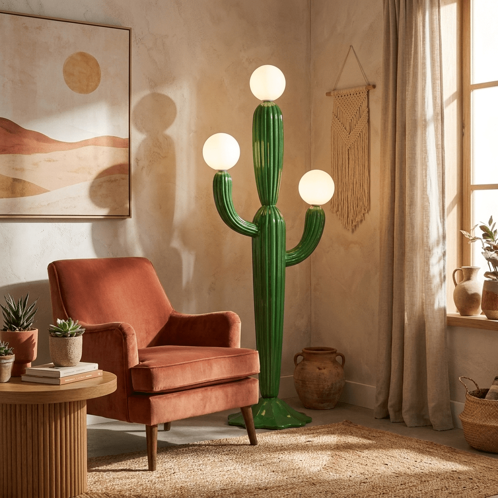 Sculptural Cactus Floor Lamp with Warm Ambient Glow