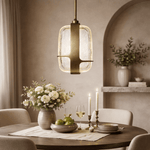 Ardin Textured Glass Pendant Light in Brushed Brass | Modern LED Hanging Lamp