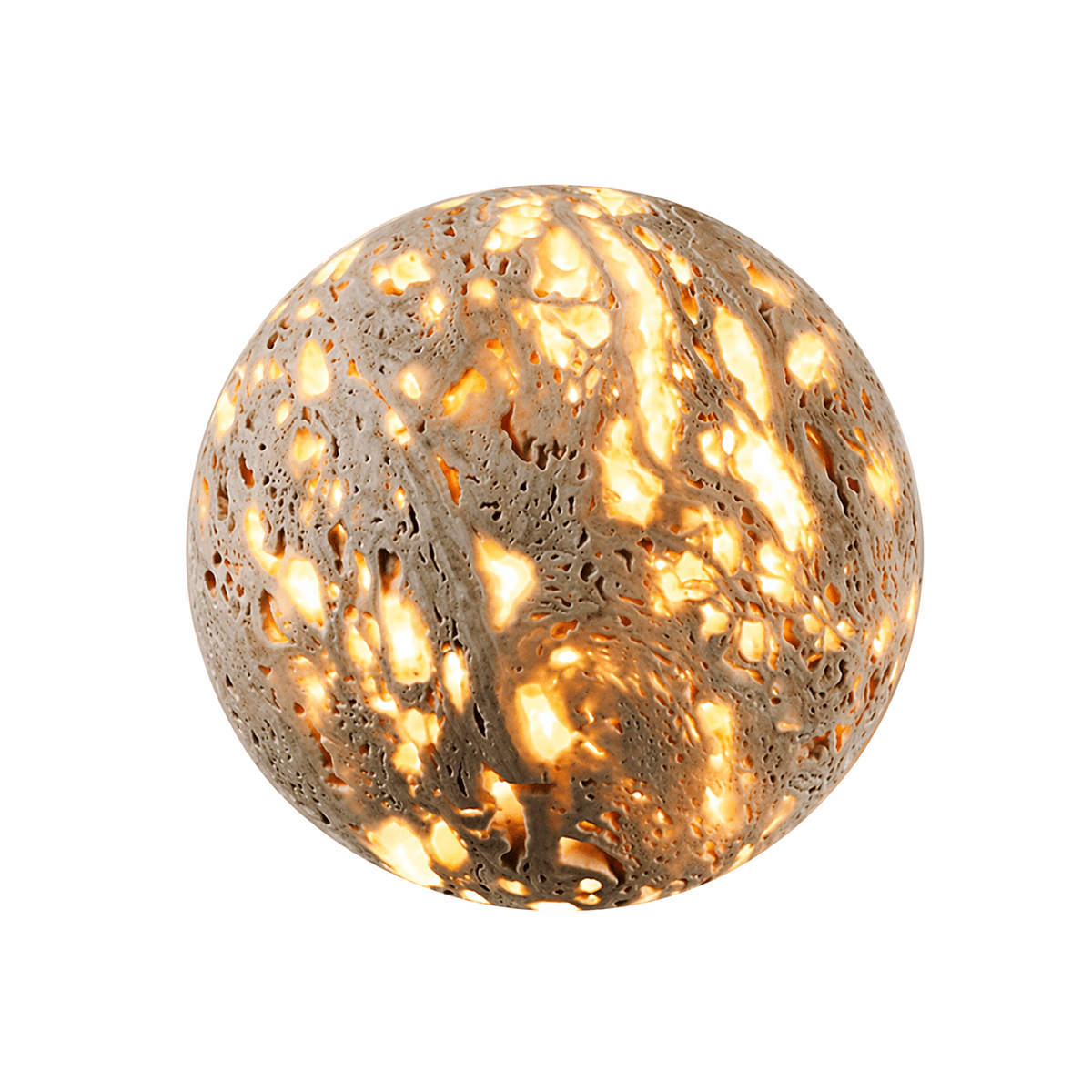 Luma Vein Stone Sphere Wall Sconce in Yellow Travertine