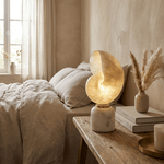 Lumora Shell Table Lamp in Alabaster and Brass by
