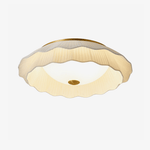 Belle Epoque Pleated Flush Mount Ceiling Light in Walnut and White