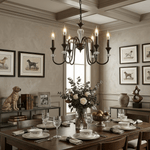 Noir Candelabra Chandelier — Modern Matte Black Glass Chandelier for Dining Room and Living Room
