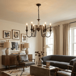Noir Candelabra Chandelier — Modern Matte Black Glass Chandelier for Dining Room and Living Room