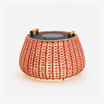 Solara Weave Solar-Powered Outdoor Lantern with Woven Red Shade