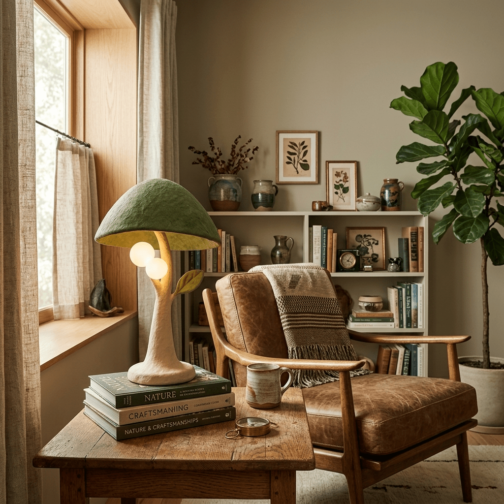 Forest Mushroom Table Lamp – Sculptural Nature-Inspired LED Table Light for Bedroom & Living Room
