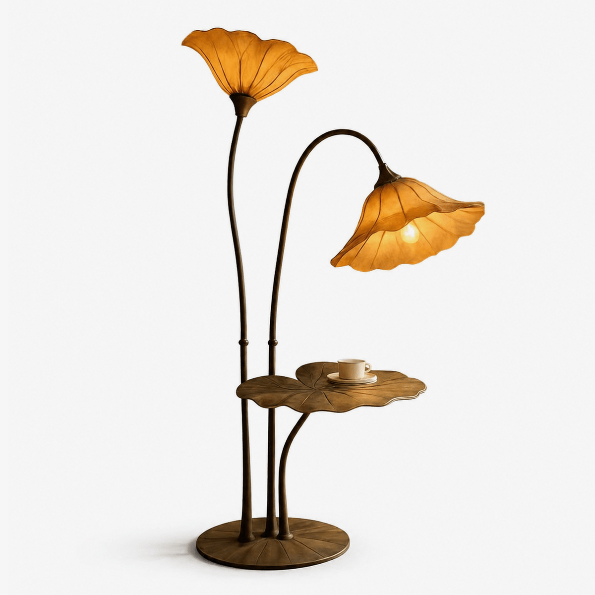 Lotus Bloom Floor Lamp with Leaf Table – Modern Designer Lighting for Living Room & Bedroom