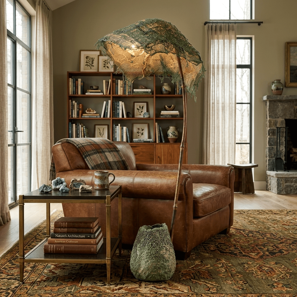 Linen Canopy Floor Lamp – Modern Natural Lighting for Living Spaces