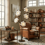 Green Blossom Floor Lamp – Sculptural Sage Bloom with Matte Black Stems