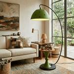 Arc Floor Lamp with Side Table – Modern Sculptural Lighting