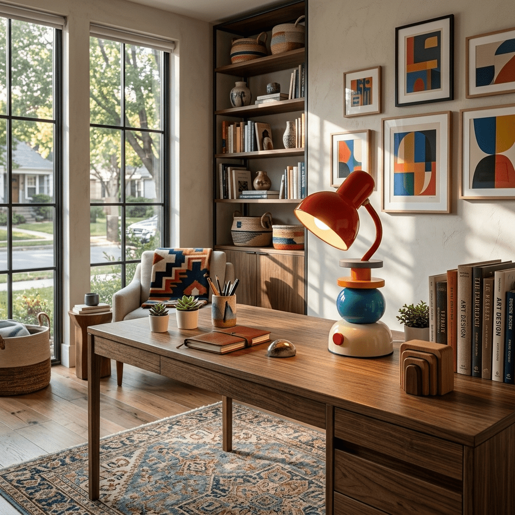 Playstack Pop Table Lamp – Colorful Modern Metal Accent Light for Bedroom & Living Room