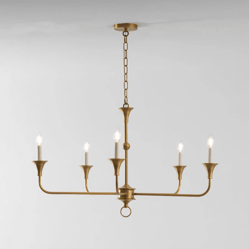 Elara Candle Chandelier – Modern Brass Candelabra Chandelier for Dining Room
