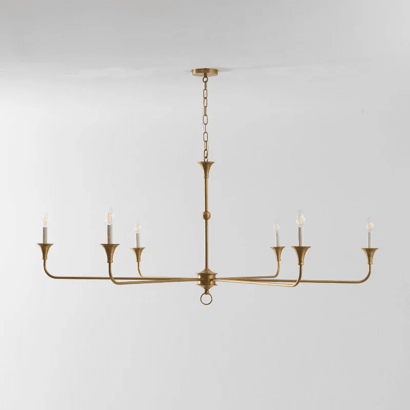 Elara Candle Chandelier – Modern Brass Candelabra Chandelier for Dining Room