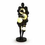 Nocturne Bloom Sculptural Floor Lamp, Matte Black Fiberglass with Glowing Orbs