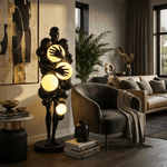 Nocturne Bloom Sculptural Floor Lamp, Matte Black Fiberglass with Glowing Orbs