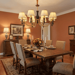 Majestic Veil Chandelier — Pleated Fabric Shades, Walnut & Brass, 3/5/8-Light