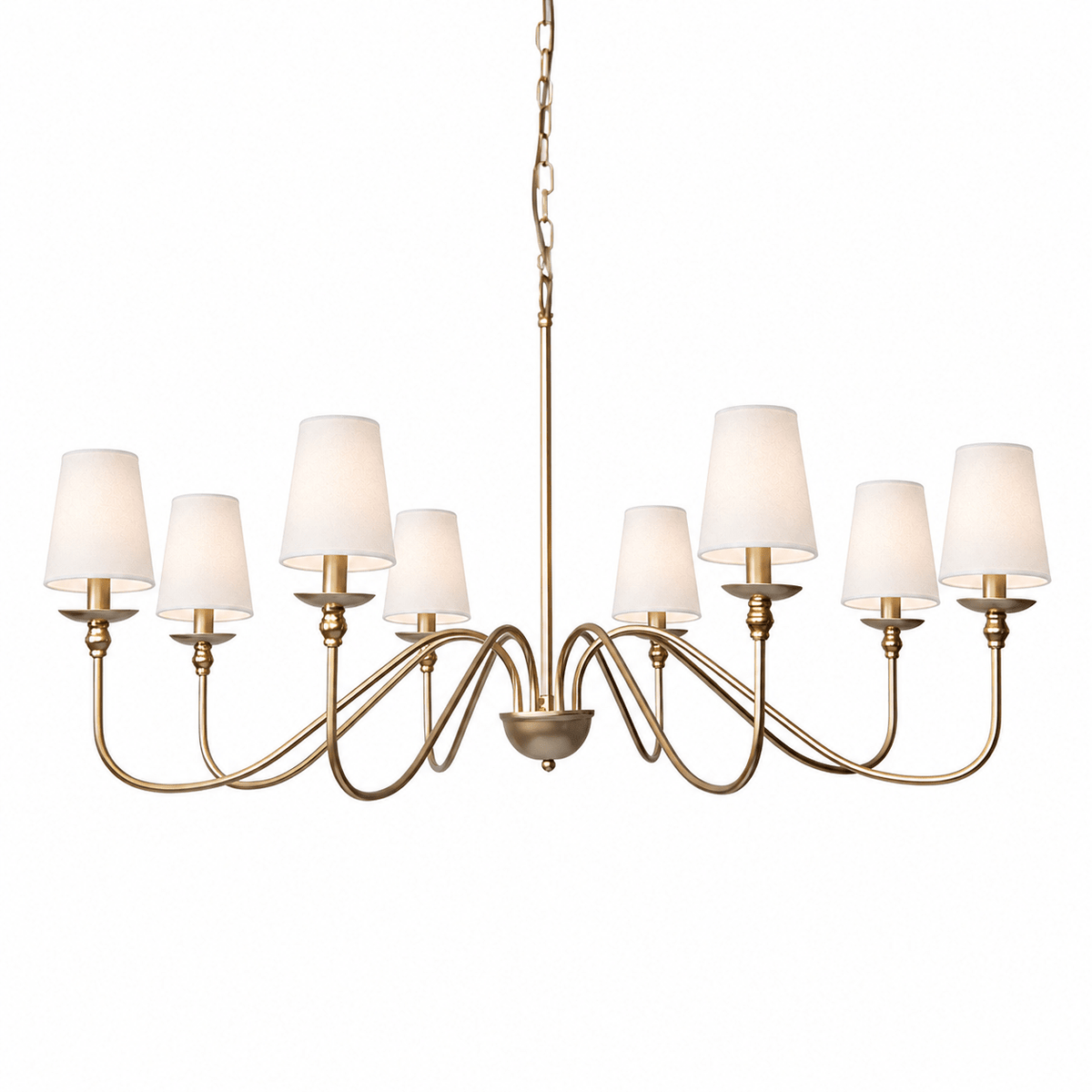 Sculpted Candle Chandelier in Antique Brass, Matte Black, or Brushed Nickel