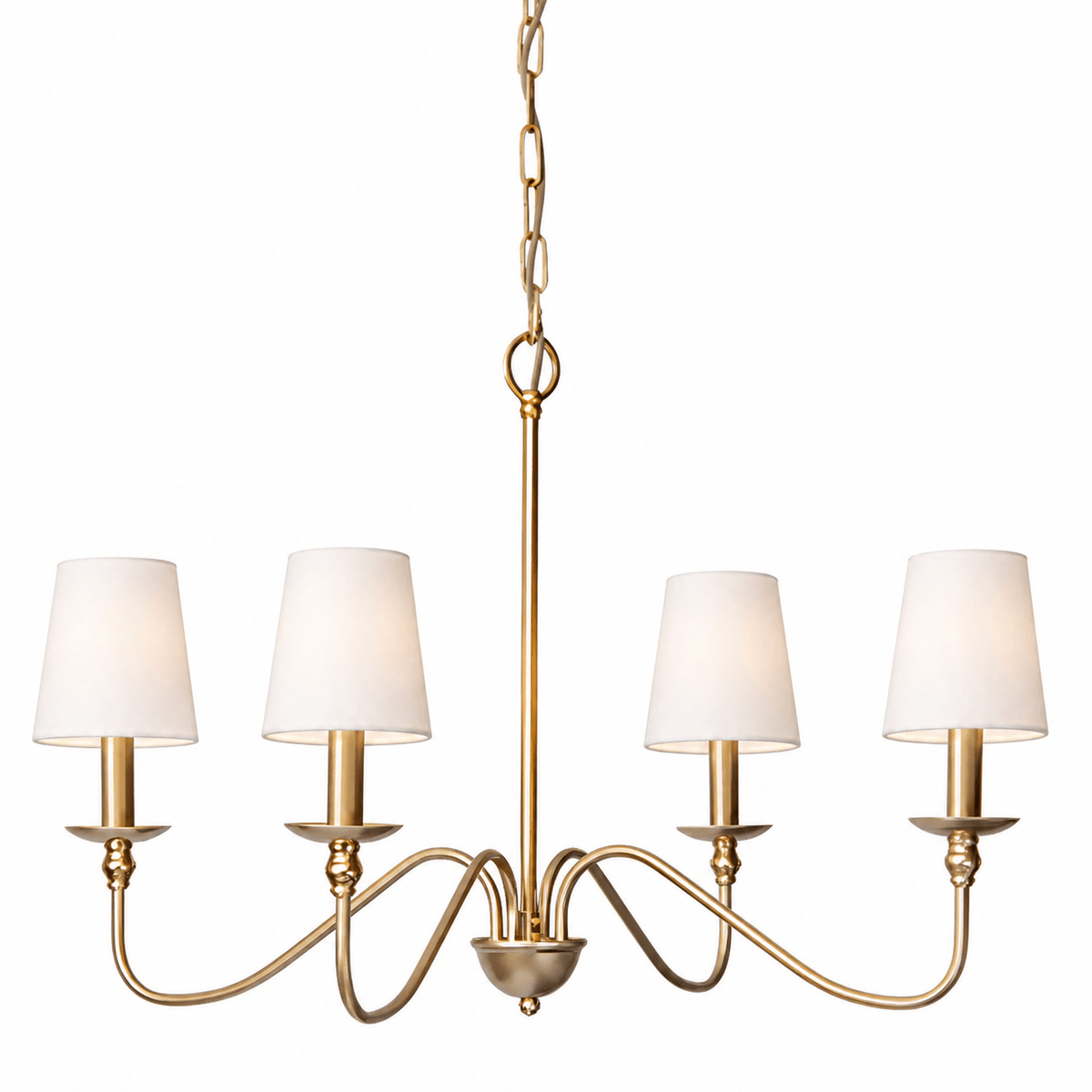 Sculpted Candle Chandelier in Antique Brass, Matte Black, or Brushed Nickel