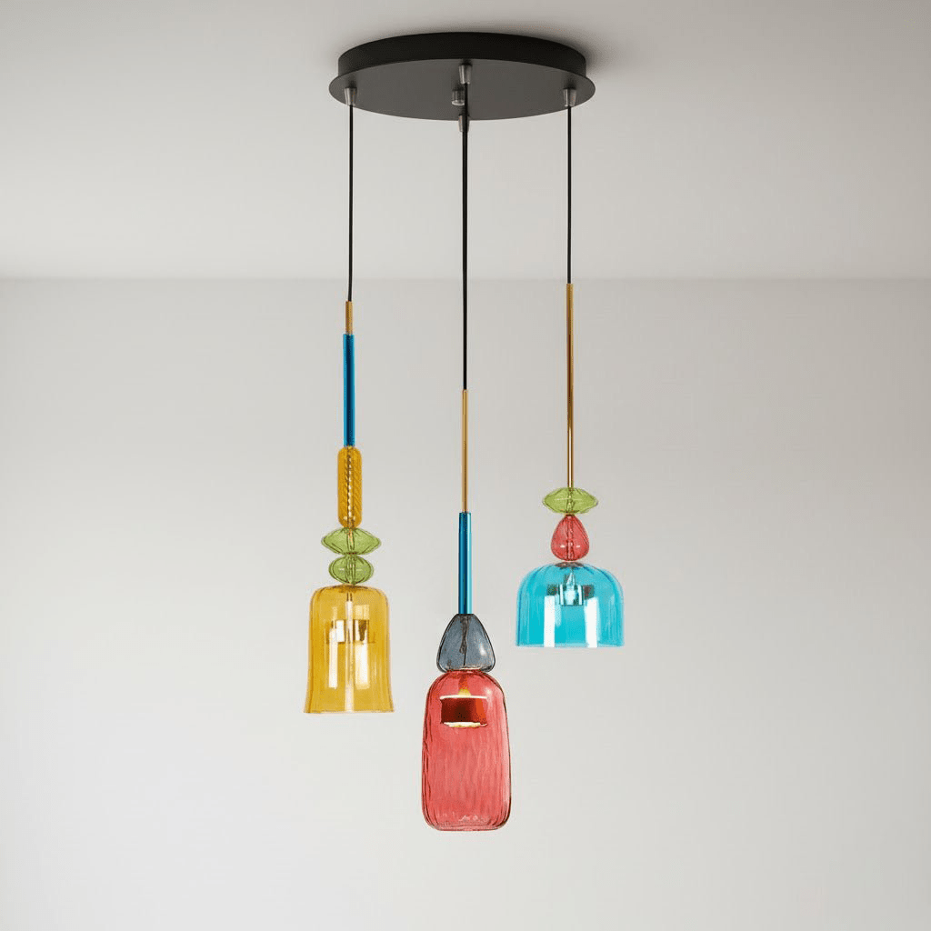 Art Glass Pendant Light – Hand-Blown Stained Glass Chandelier for Dining & Living