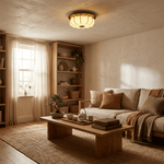 Elowen Flush Mount Ceiling Light with Etched Fabric Shade