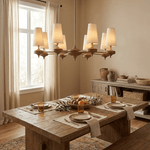 Orlan Walnut Brass Velvet Chandelier for Dining Room