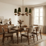 Orlan Walnut Brass Velvet Chandelier for Dining Room