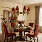 Orlan Walnut Brass Velvet Chandelier for Dining Room