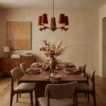 Orlan Walnut Brass Velvet Chandelier for Dining Room