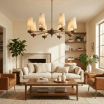 Orlan Walnut Brass Velvet Chandelier for Dining Room