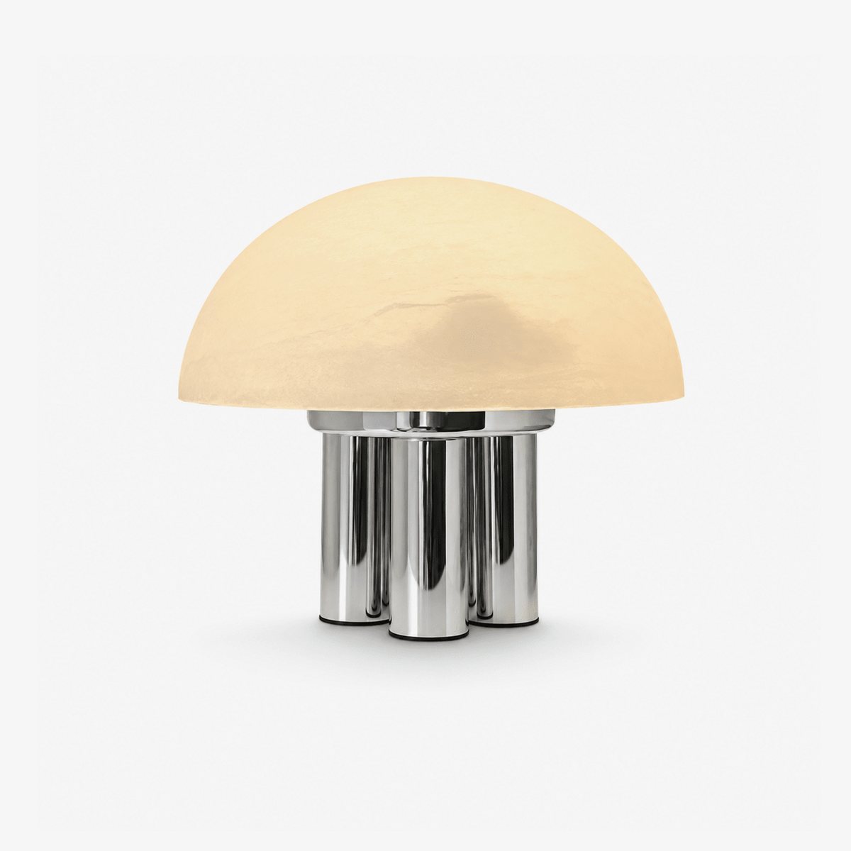 Mira Alabaster Mushroom Table Lamp – Natural Stone & Polished Steel