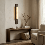 Columnar Alabaster Wall Sconce in Bronze Brass