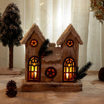 Artisan Wooden Christmas Village Houses with Warm Glow