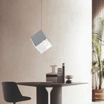 Glass Square Cube Stainless Steel Led Modern Spiral Long Chandelier
