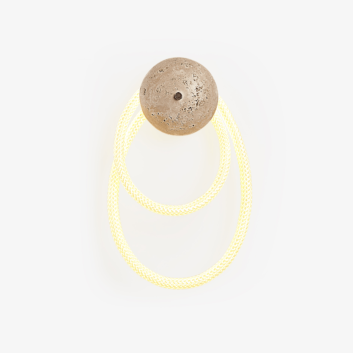 Loop Wall Sconce in Natural Travertine with Braided LED Light